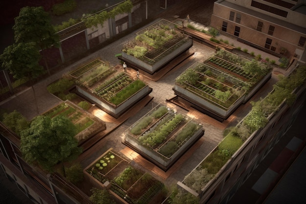 Model or prototype of urban ecological garden Generative AI