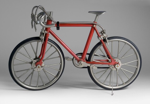 model of a red framed bicycle