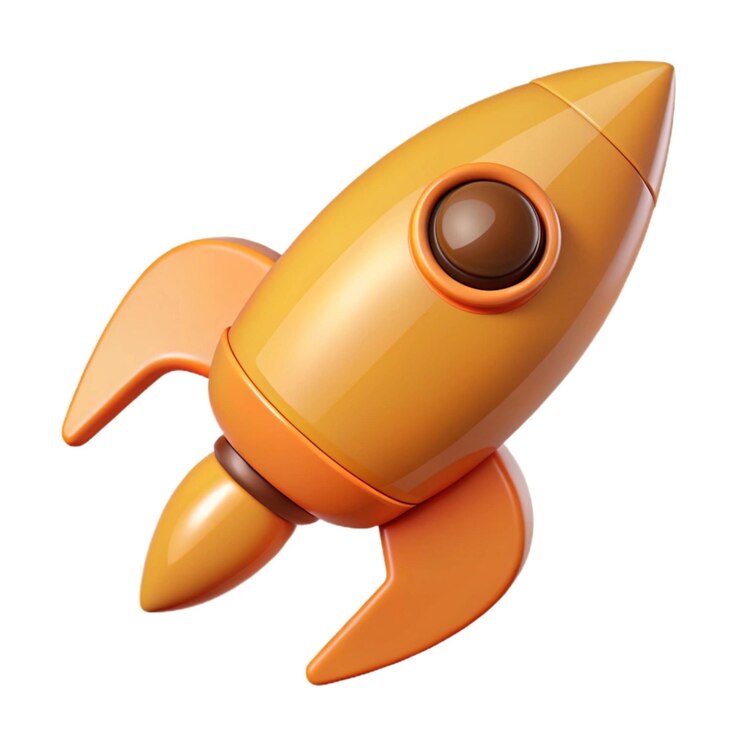 Photo a model of a rocket that is orange