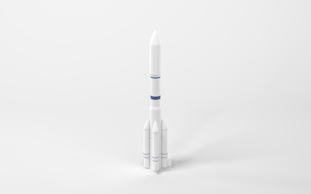 Model rocket with white background 3d rendering