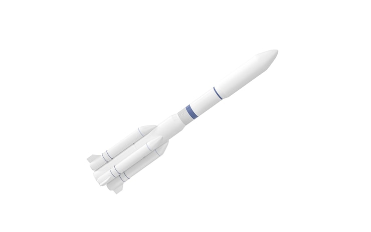 Photo 白い背景の 3 d レンダリングとモデル ロケット