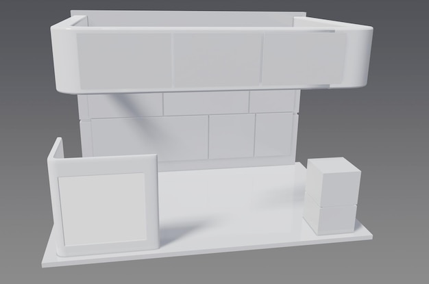 白い箱と白い箱のある部屋の模型。