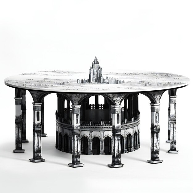 Model of a round table on a white background