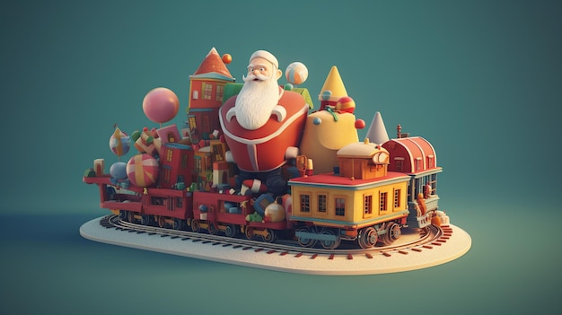 A model of santa on a train