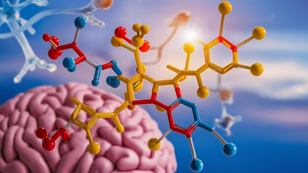 Model of serotonin molecule hormone of happiness