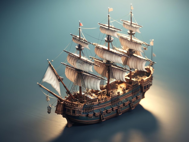 A model of a ship made by the artist.