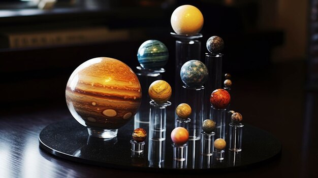 Photo a model of the solar system displayed created with generative ai technology