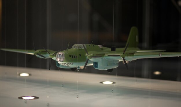 Model of a Soviet military aircraft in the museum