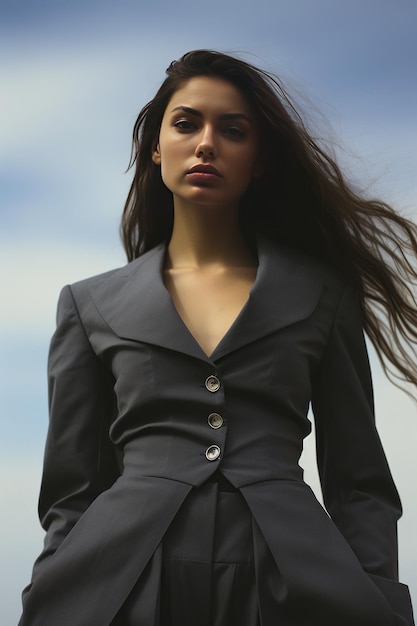 Model in a Structured Blazer and Highwaisted Trousers Generative AI
