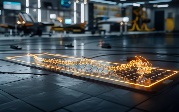 Photo a model of a train with lights on it