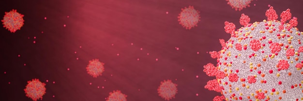 Model of transmission of Covid19 virus or Coronavirus Closeup virus for example Used as Wallpaper or Background 3D Rendering