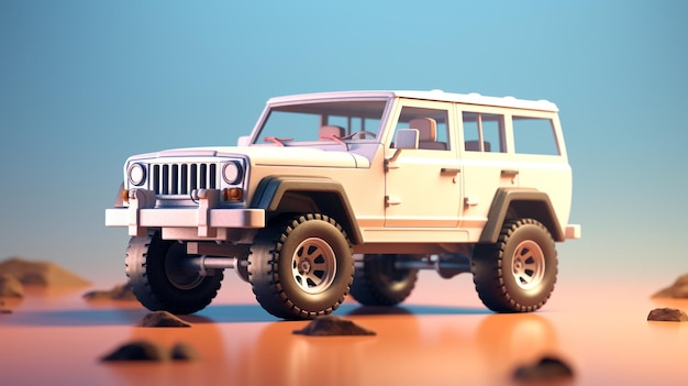 Model van een jeep met op de voorkant het woord jeep