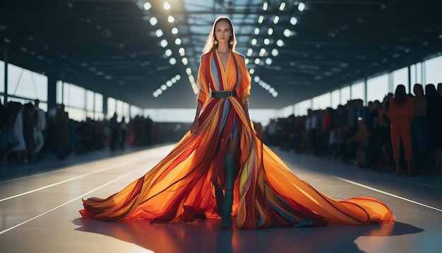 A model walking down the runway fashion photography