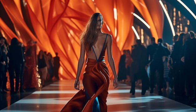 A model walking down the runway fashion photography