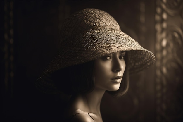 Model Wearing a Hat Made by Ruth Asawa Stunning