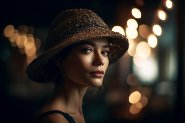 Model Wearing a Hat Made by Ruth Asawa Stunning