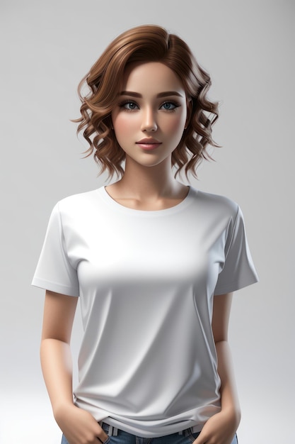 model wearing white Tshirt for mockup