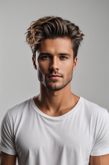 model wearing white Tshirt for mockup