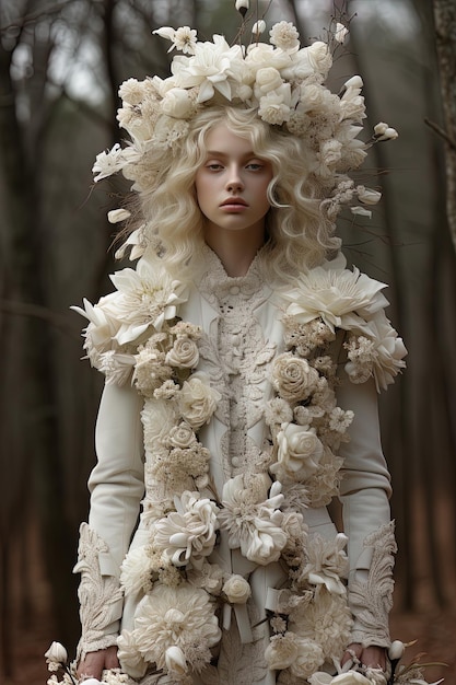 Photo a model wears a creation by fashion designer for vogue