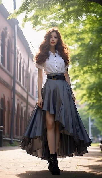 a model wears a dress by fashion business.