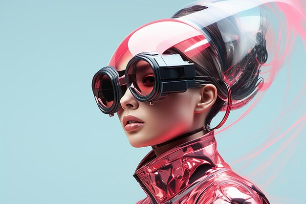 Photo a model wears goggles with the logo on the side