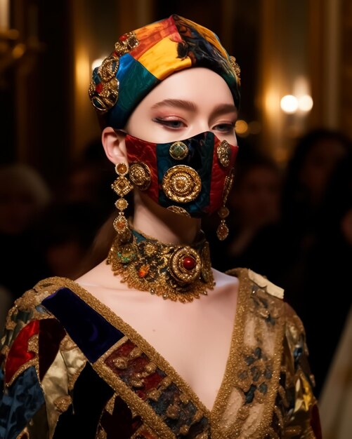 Premium Photo | A model wears a mask made by gucci