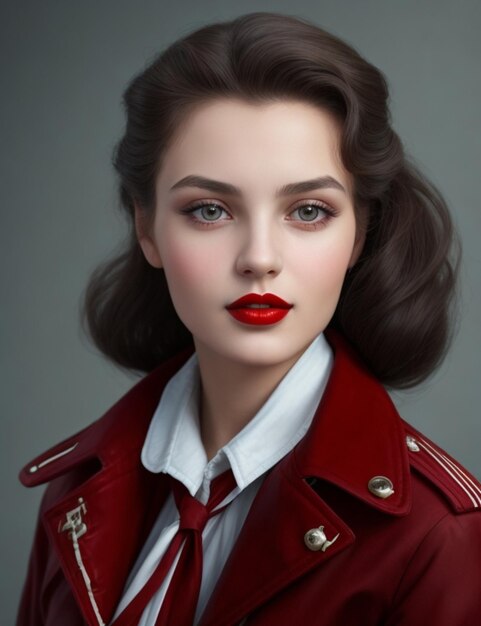 a model wears a red jacket with a white shirt and white shirt.