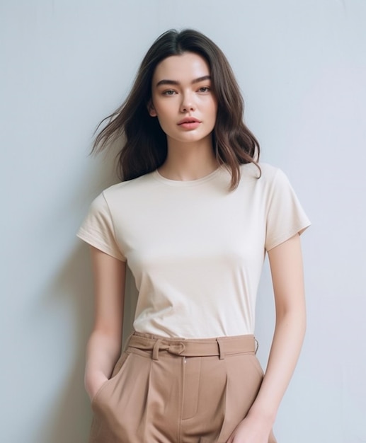 Premium AI Image a model wears a white top with a short skirt and a