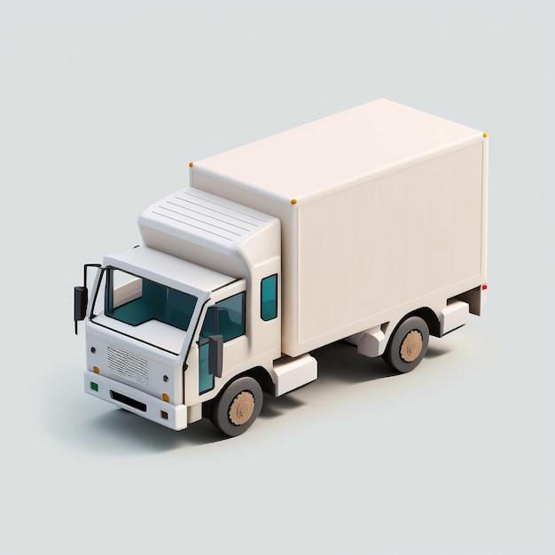 A model of a white truck with a white box on the front.