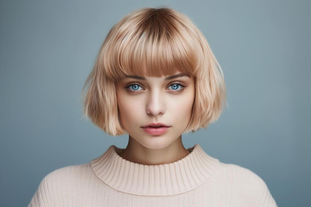 Foto una modella con uno stile di capelli biondi sul viso