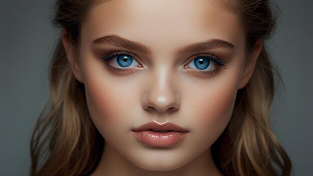 Photo a model with blue eyes and a blue eye