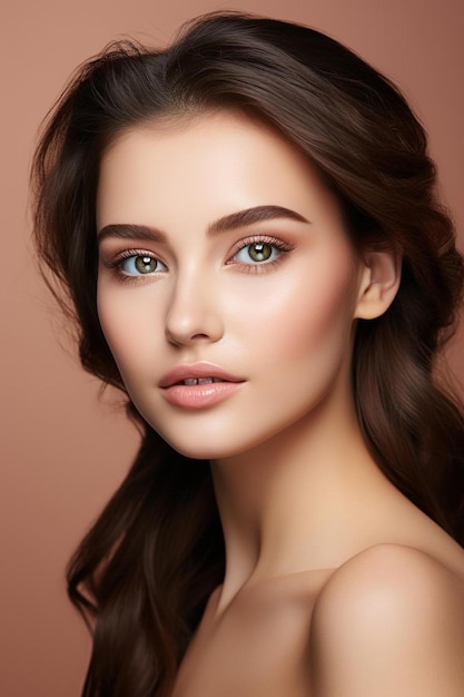 a model with brown hair and a light brown eye