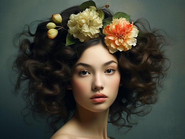 Model with a flower in her hair