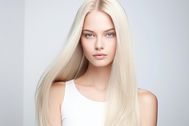 a model with long blonde hair and a long blonde hair.