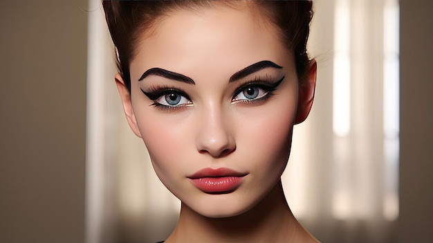 a model with a make up look on her face