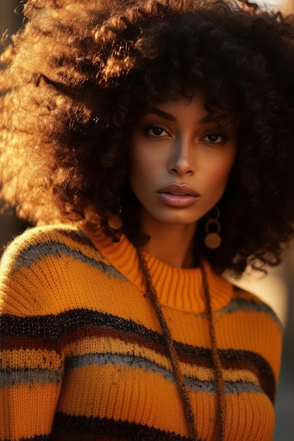 A model with a natural hair style