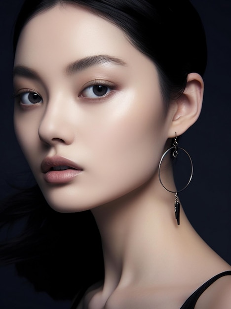 a model with a pair of earrings on her head