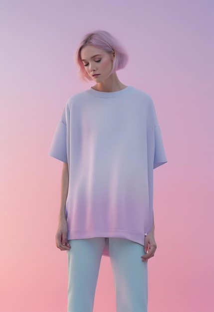 Photo model with pastel tshirt