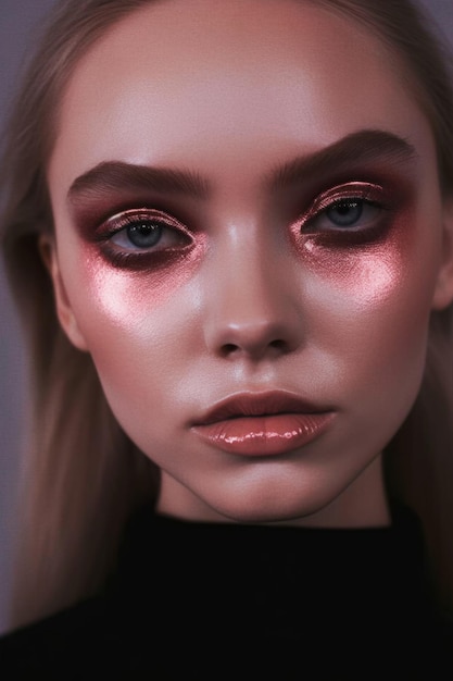 A model with a pink eye makeup