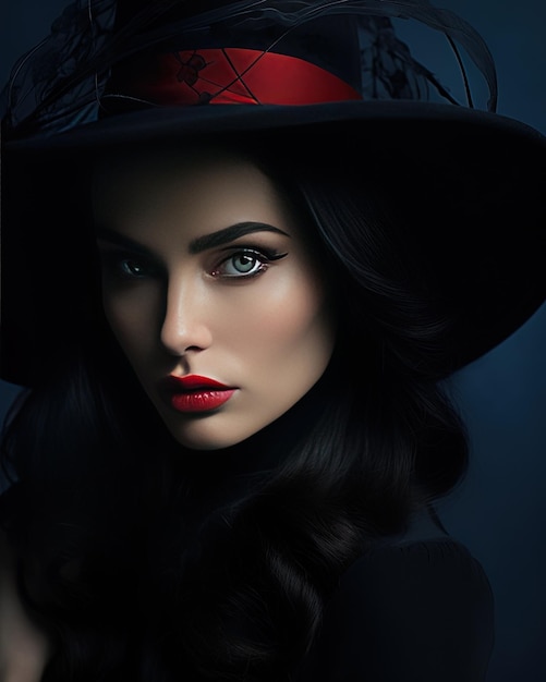 a model with a red hat and black hat
