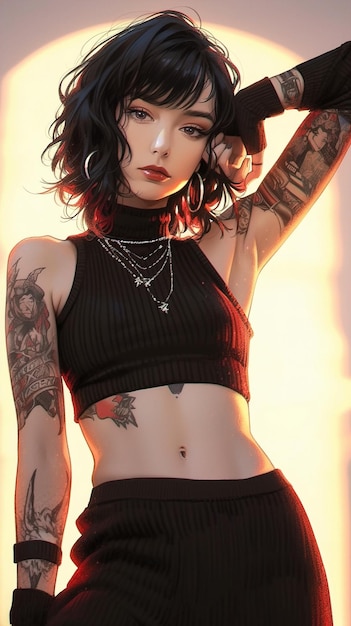 a model with a tattoo on her arm