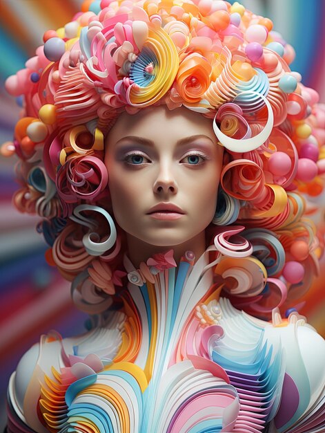 Photo a model with a wig and the word lollipop on it