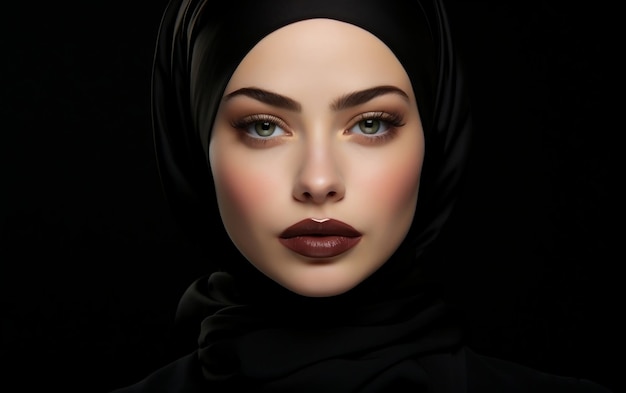 Model Woman in Black Hijab AI