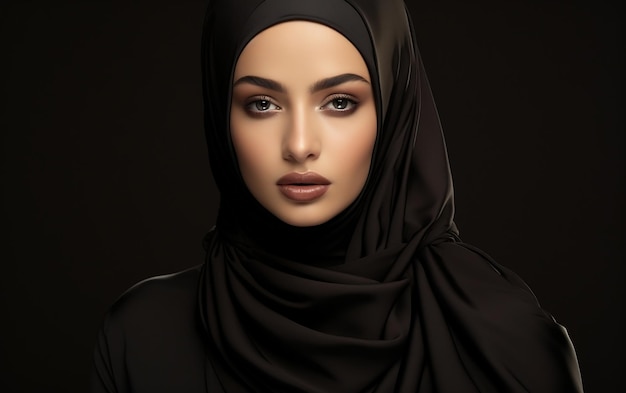 Модель женщины в черном хиджабе AI