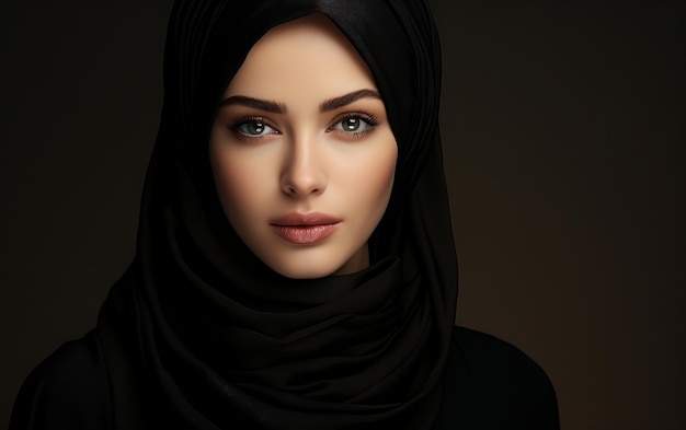 Model Woman in Black Hijab AI