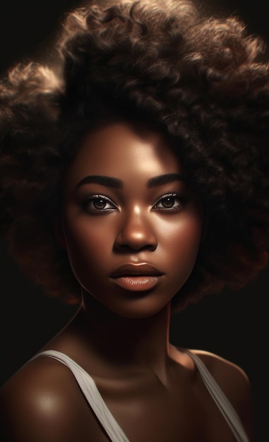 A model of a woman with a natural hair style