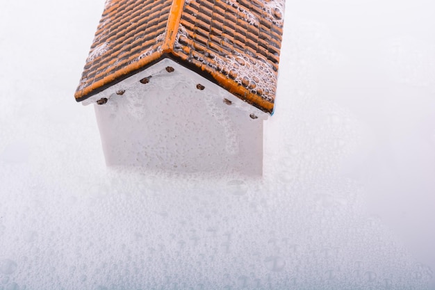 Modelhuis ter beschikking in schuimend water