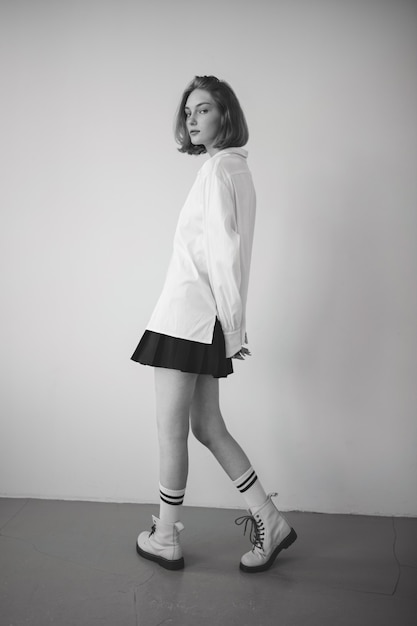 Foto modelproeven voor meisjes. zwart-wit foto.