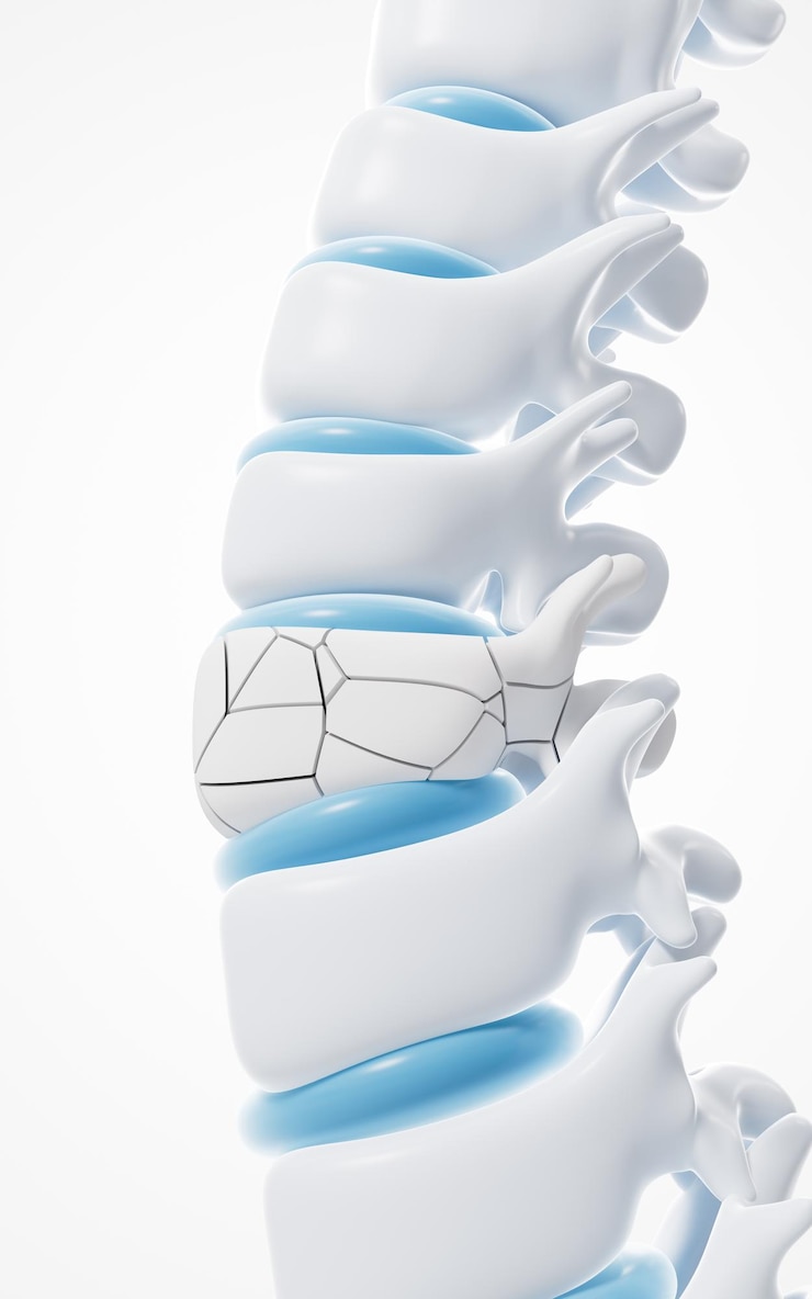 Photo models of human vertebrae and fractures 3d rendering