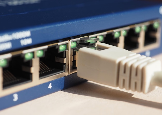 Modem router switch with RJ45 ethernet plug ports